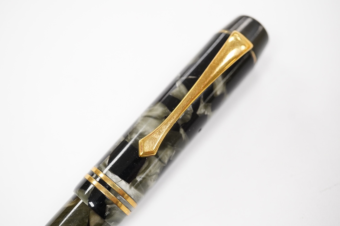 A Montblanc No.333.5 piston fill fountain pen in grey black marble